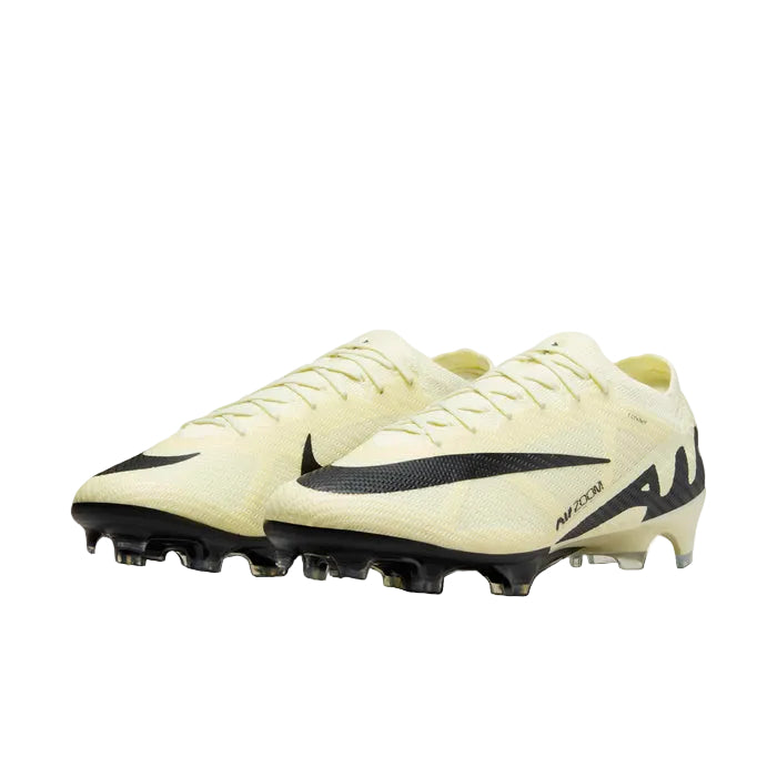 Lateral view of Nike Zoom Mercurial Vapor 15 Elite FG in Lemonade and Black.