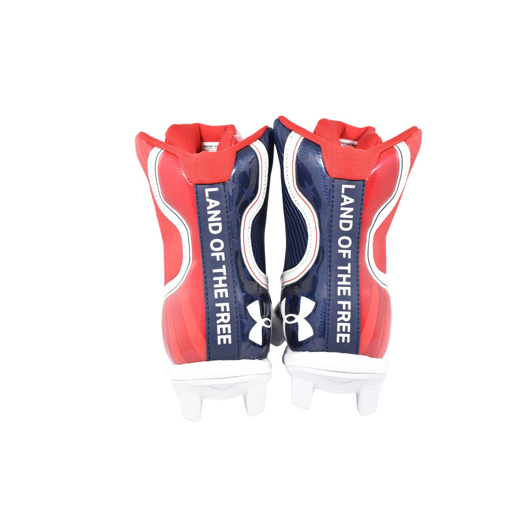 Rear heel view of the UA Highlight RM Junior LE showing the high-top ankle support.