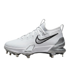 Nike Force Zoom Trout 9 Elite Baseball Cleats - White and Silver - Medial Side Profile