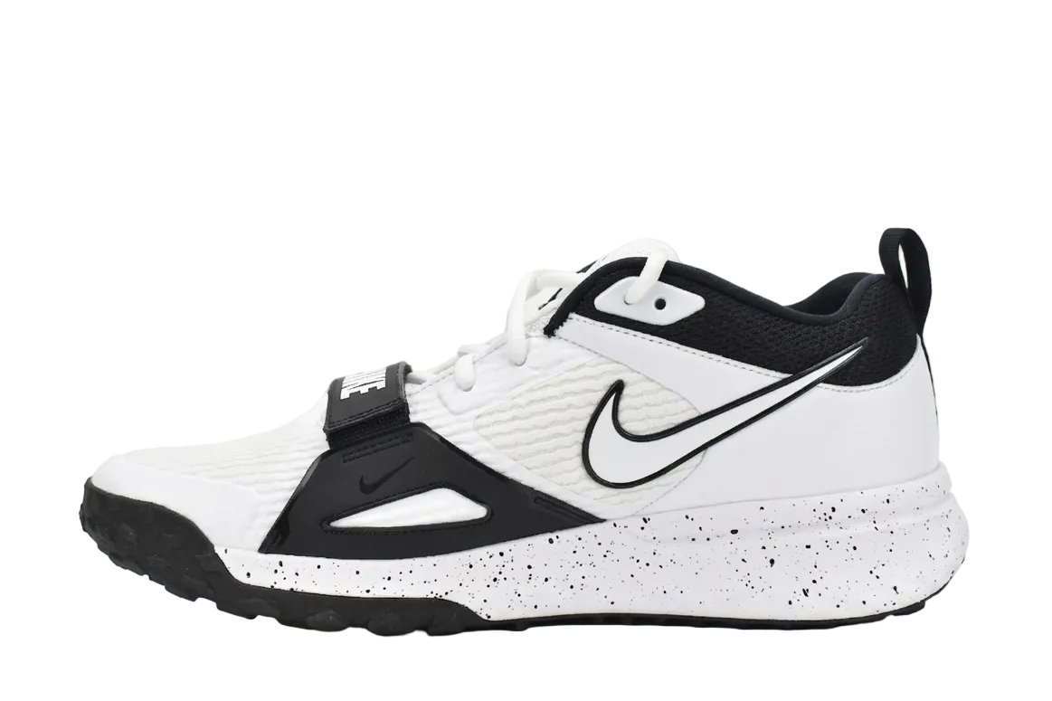 Alt Nike Air Zoom Diamond Elite Turf Shoes - White Black Spatter Side View