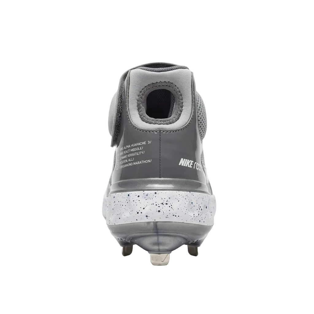 Rear view of Alpha Huarache Elite 3 Mid showing the heel pull tab and open heel construction.