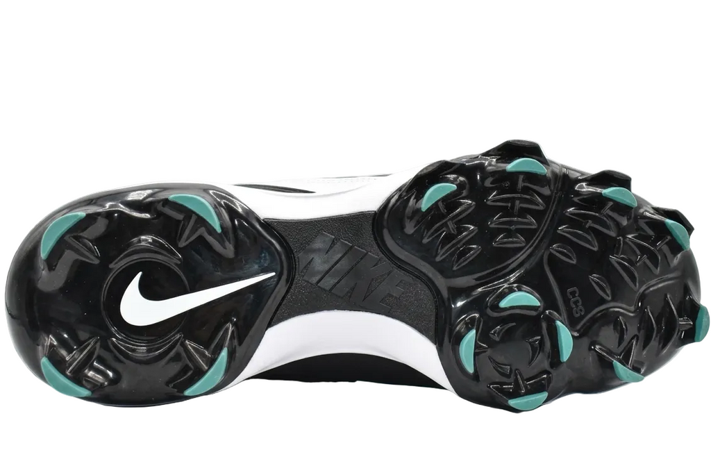 Bottom view of Nike Griffey 2 MCS showing the molded plastic cleat pattern designed for traction and speed on diamond surfaces.