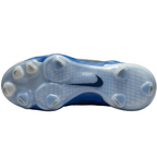 Bottom outsole view of Nike Force Zoom Trout 8 Elite P (DX6963-414), showing the metal spike plate configuration for baseball field traction.