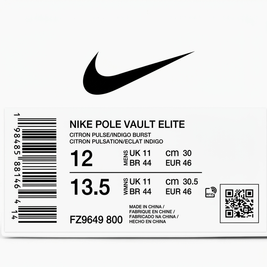 Nike Zoom Superfly Elite 2 Product Box Label - Citron Pulse/Indigo Burst, FZ9649 800