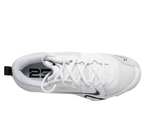Overhead view of the White Pure Platinum Trout 9 Pro lacing and midfoot strap.