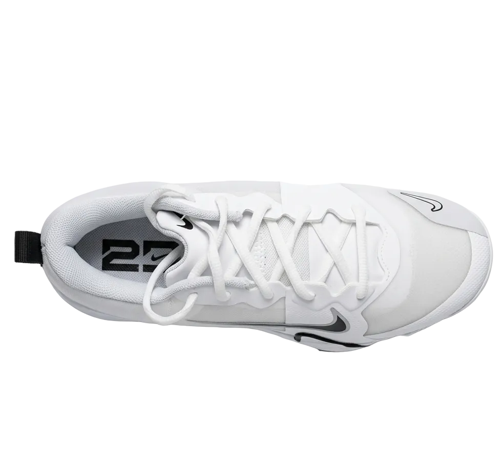 Overhead view of the White Pure Platinum Trout 9 Pro lacing and midfoot strap.