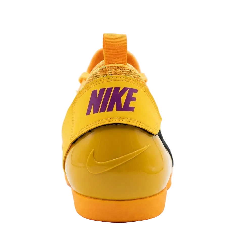 Nike Zoom Superfly Elite 2 Track Spike Heel View - Purple Nike Logo and Orange Heel Loop