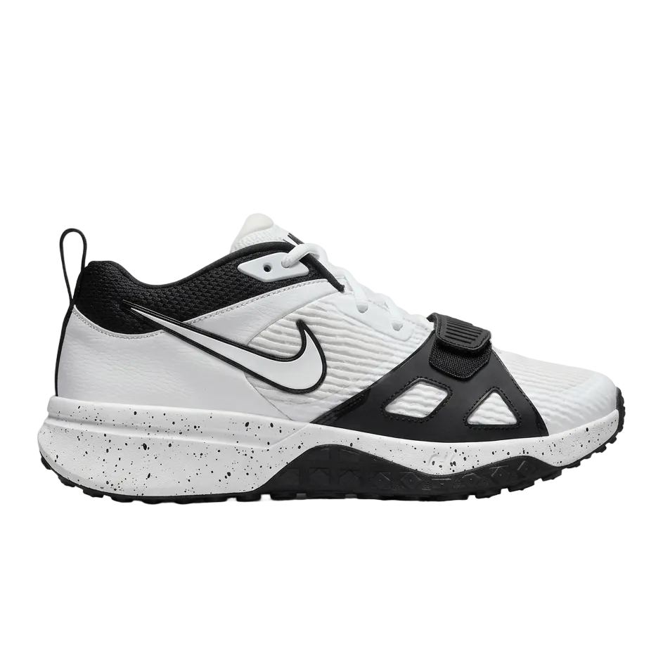 Nike Air Zoom Diamond Elite Turf Shoes - White Black Spatter Side View