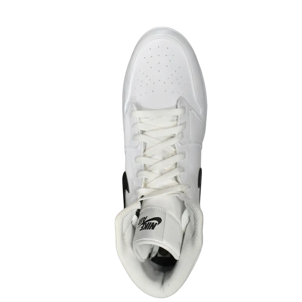 Overhead view of Jordan 1 Retro MCS White Black highlighting the perforated toe box and laces.