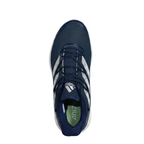 Top-down view of the adidas Adizero Afterburner 8 Turf baseball shoes showcasing the tongue branding, interior lining, and secure lace-up closure.