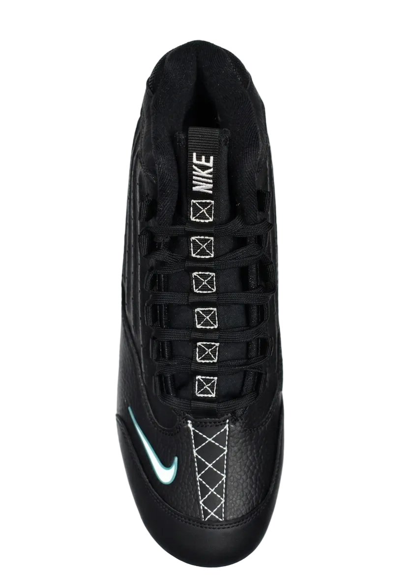 Nike HF1579-002 Top profile showing the Freshwater teal accents, Swingman logo, and durable synthetic upper for baseball.
