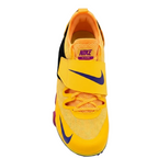Nike Zoom Superfly Elite 2 Track Spike Top View - Volt Yellow Mesh, Orange Collar, and Purple Swoosh