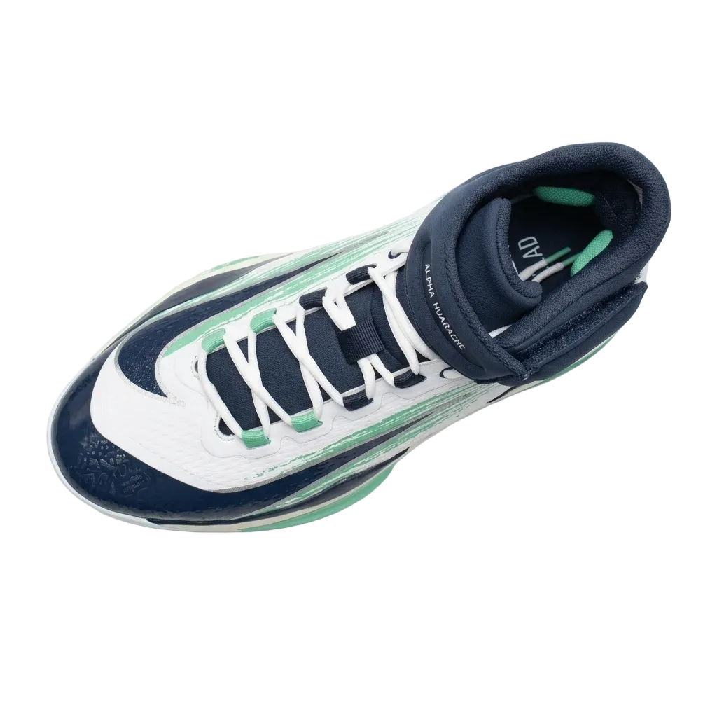 Overhead view of Nike Alpha Huarache Elite 4 Father's Day showing lacing system and tongue detail.