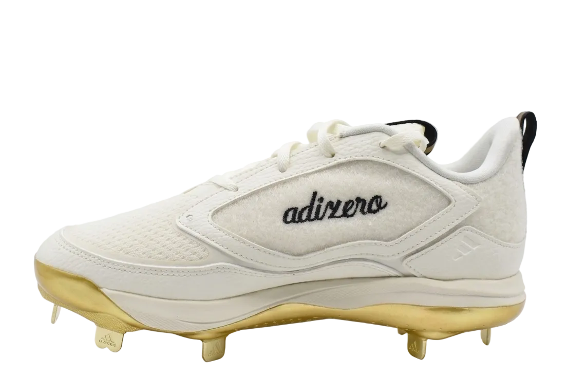 Medial side view of Adidas Adizero PureHustle 3 Elite ID7638 showcasing the 'adizero' script logo and premium textured upper.