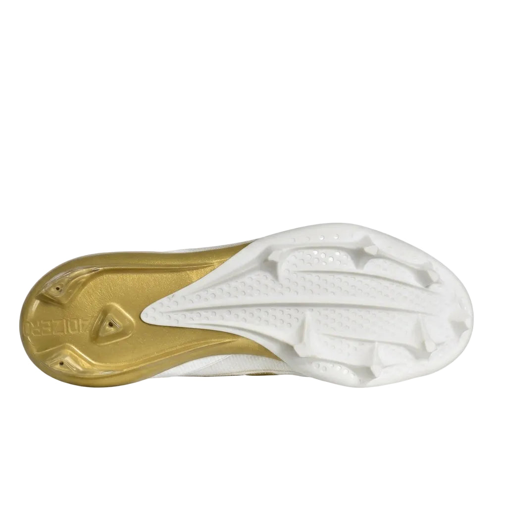 Bottom sole plate view of Adidas Adizero Electric IE4381 showing cleat stud traction layout.