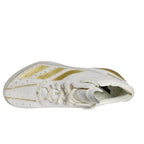 Overhead top view of Adidas Adizero Electric White Gold Metallic IE4381 detailing upper and lacing.