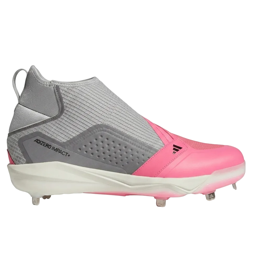 adidas adizero Impact+ Baseball Cleats in Pink and Core Black SKU IF8484 front view