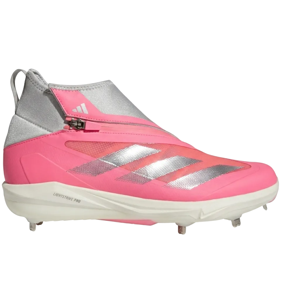 adidas adizero Impact+ Baseball Cleats in Pink and Core Black SKU IF8484 front view