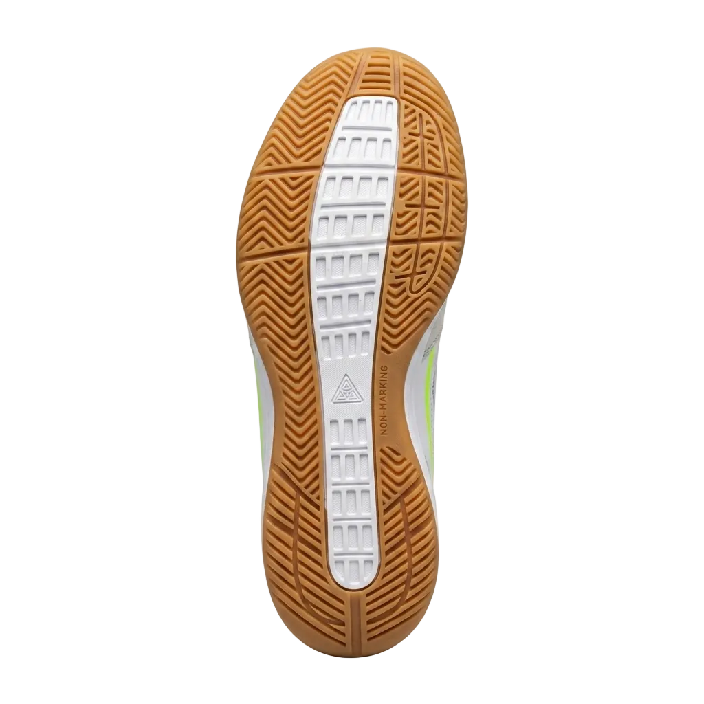 Underneath bottom view of the adidas Copa Pure 3 non-marking rubber outsole designed for indoor court traction.
