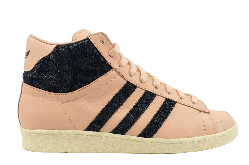 Main side profile view of Adidas Jabbar Hi Made in LA Off White JQ8584 showing 3-Stripes.