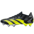 Side profile of Adidas Predator Accuracy.1 football boots in Core Black and Pink IG0782 showing the High-Definition Grip technology.