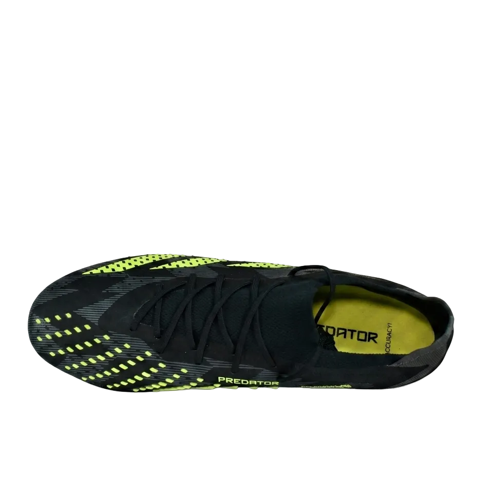Top-down view of Adidas Predator Accuracy.1 IG0782 cleats detailing the lacing system and HybridTouch upper material.