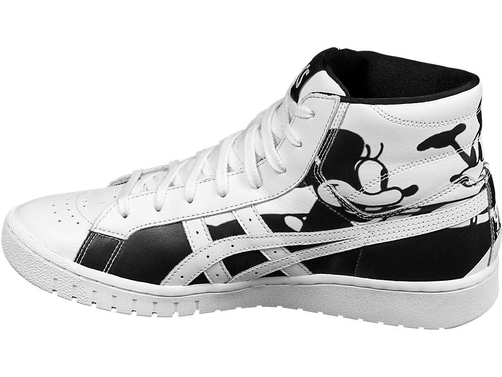 Side profile view of ASICS Gel-Kayano 5 OG sneakers showing the layered leather upper and classic tiger stripes branding, 1191A069-100.