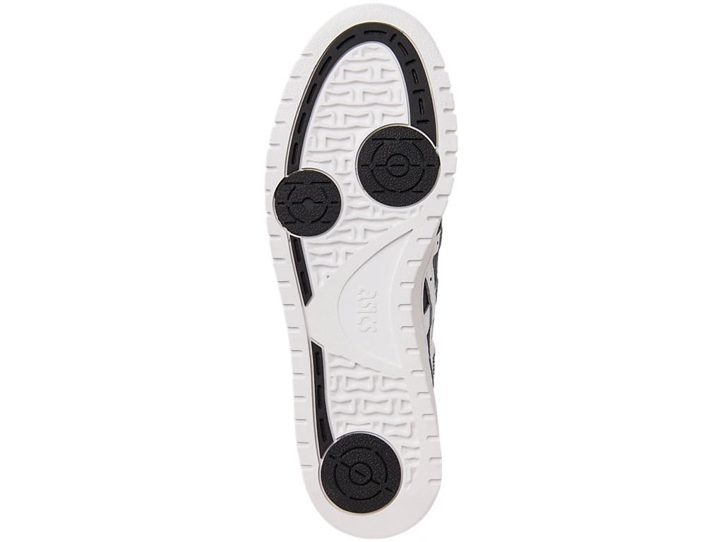 Bottom view of ASICS Gel-Kayano 5 OG sneakers showcasing the Duomax support technology and rubber tread layout, 1191A069-100.