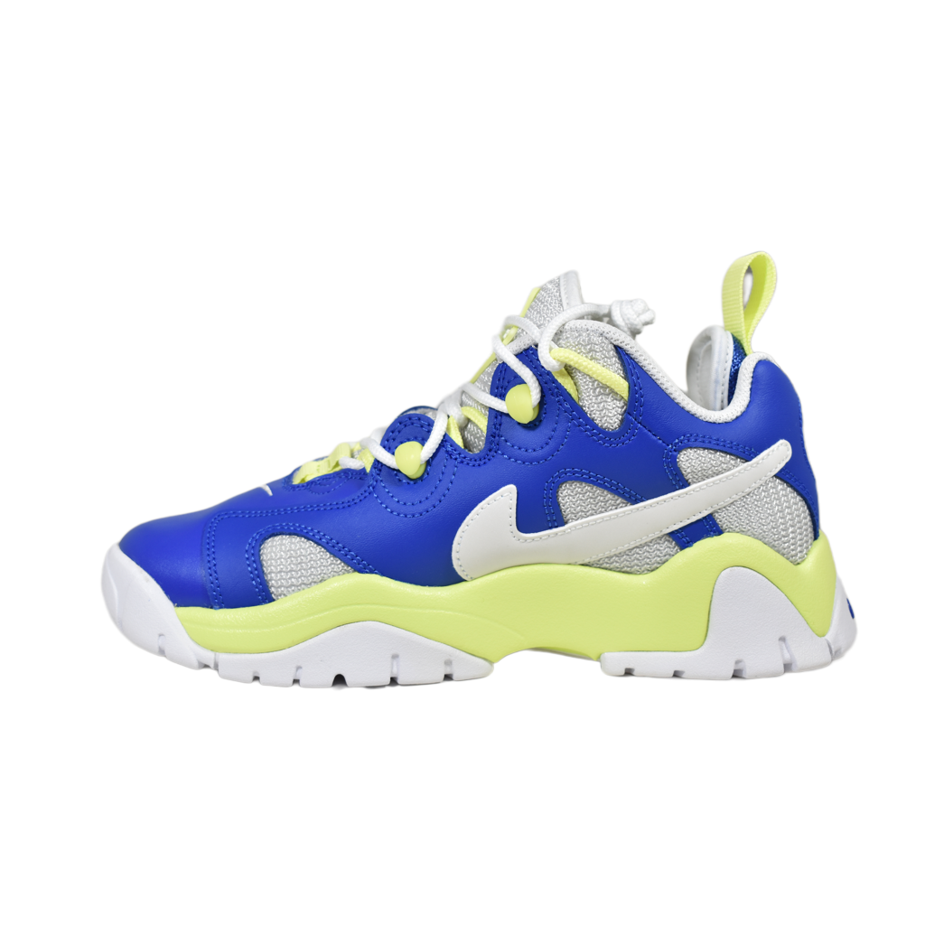 Inner side of Nike Air Barrage Low GS highlighting the textured synthetic upper and supportive collar.