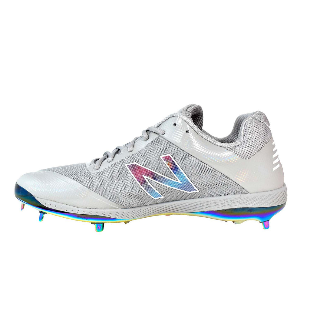 edial inner side view of New Balance 4040v4 low metal spikes showing the breathable TPU mesh upper construction, L4040GA4.