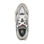 Top-down view of the preschool New Balance 9060 PS Rain Cloud PC9060GY shoes showing the toe box and lacing system.