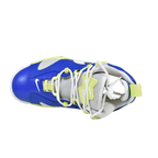 Overhead view of Nike Air Barrage Low GS Sprite showing the unique lacing system and swoosh on the toe box.