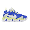 Profile of Nike Air Barrage Low GS Sprite showing blue mesh, leather overlays, and bold "AIR" midsole branding.