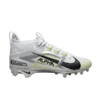 Main side profile view of Nike Alpha Menace 4 Elite White Black FD7036-100 showing Swoosh