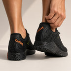 Heel view of Nike Ja 3 NY vs NY showing Ja Morant logo and NY vs NY branding SKU IM0464-001 on feet