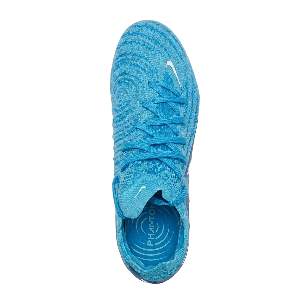 Top-down view of the Nike Phantom GX 2 Elite SG-Pro AC Mad Ambition Pack soccer cleats showing the asymmetrical lacing system and upper.