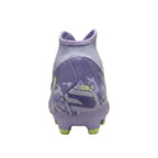 Detailed view of the heel and comfortable collar of the Nike Phantom Luna 2 Academy FG/MG soccer cleat in the purple United Pack 2025 colorway (HF1598-500).