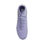 Top-down view of the Nike Phantom Luna 2 Academy FG/MG soccer cleat, highlighting the lacing system, textured upper for ball control, and the United Pack 2025 purple design.