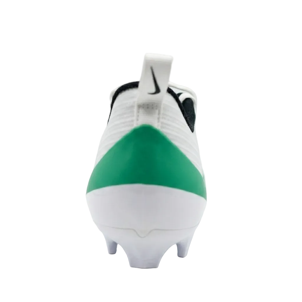 Rear heel view of Nike Vapor Speed 3 TB cleats highlighting the secure tight-fitting ankle collar and rear pull design, HM8849-100.