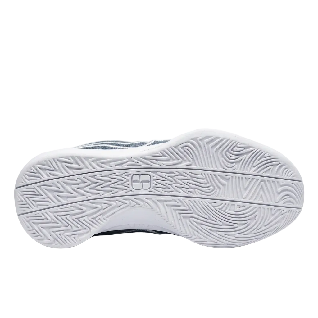 Bottom sole traction pattern of Nike Women's Sabrina 1 TB Wolf Grey basketball shoes, style FQ3391-010.