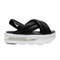 Nike Women's Air Max Isla platform sandals in Black and Sail white, style code FJ5929-002, front three-quarter hero shot.