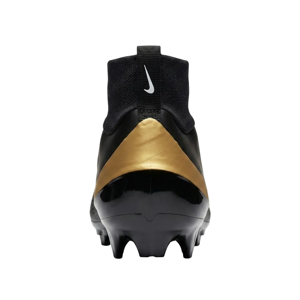 Rear heel view of the Nike Zoom Air Vapor Pro 1 Black Metallic Gold sneakers highlighting the heel support and branding.