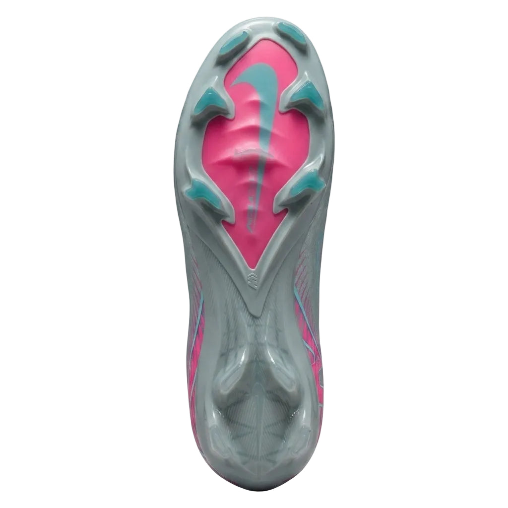 Bottom sole plate view of Nike Zoom Mercurial Superfly 10 Elite FG Prism Pack FQ1454-301 displaying firm-ground studs.