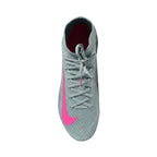 Overhead top view of Nike Zoom Mercurial Superfly 10 Elite FG Prism Pack FQ1454-301 detailing Gripknit upper and laces.