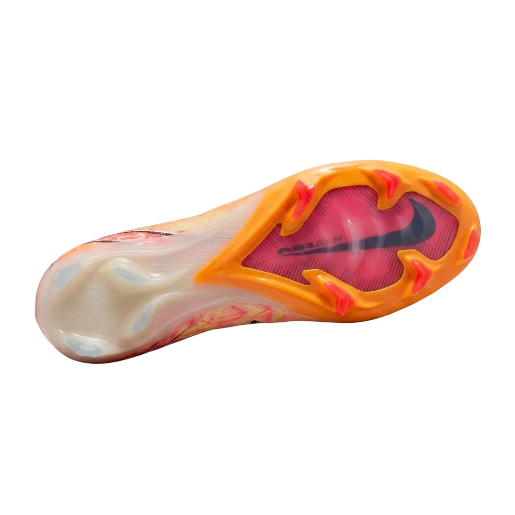 Bottom sole plate view of Nike Zoom Mercurial Vapor 16 Elite Mbappé FQ8683-800 displaying firm-ground studs.