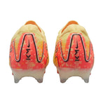 Rear heel view of Nike Zoom Mercurial Vapor 16 Elite Mbappé in Laser Orange showing heel structure and branding.