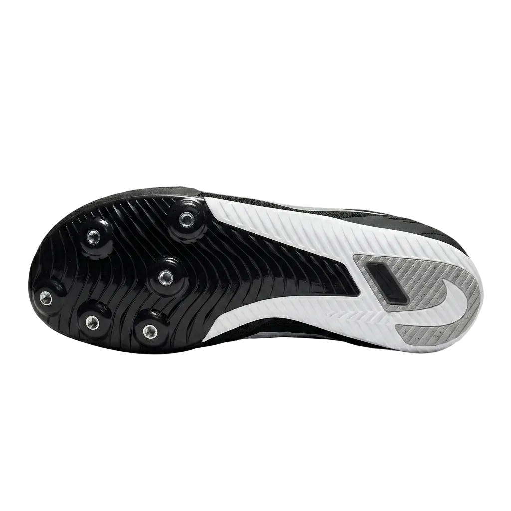 Bottom spike plate view of Nike Zoom Rival Multi FZ9664-001 showing traction grip pattern.