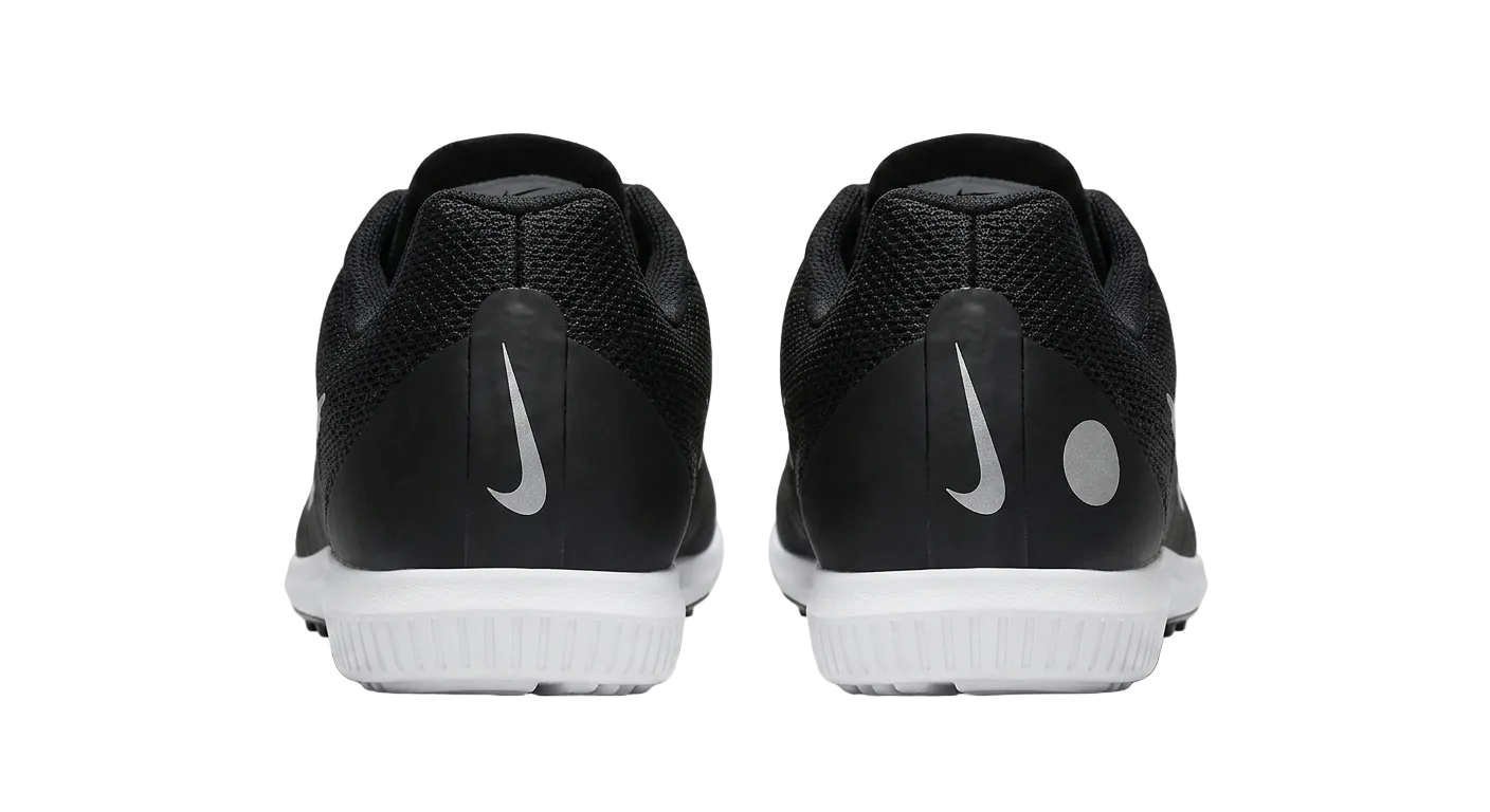 Rear heel view of Nike Zoom Rival Sprint track spikes FZ9663-001 showing heel support.