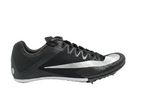 Profile view of Nike Zoom Rival Sprint track spikes in black and white, style FZ9663-001.
