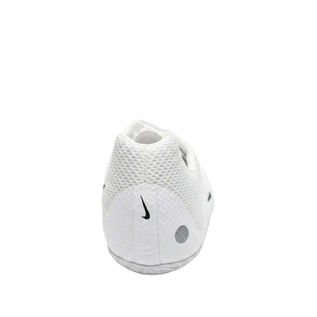 Rear heel view of Nike Zoom Rival Sprint track shoes highlighting the durable rubber heel braking pad, FZ9663-100.